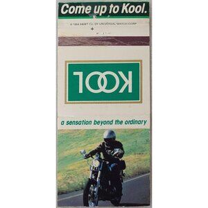 Vintage Matchbook Cover Kool Cigarettes Photo Motorcycle Ad 1984 B&W Tobacco